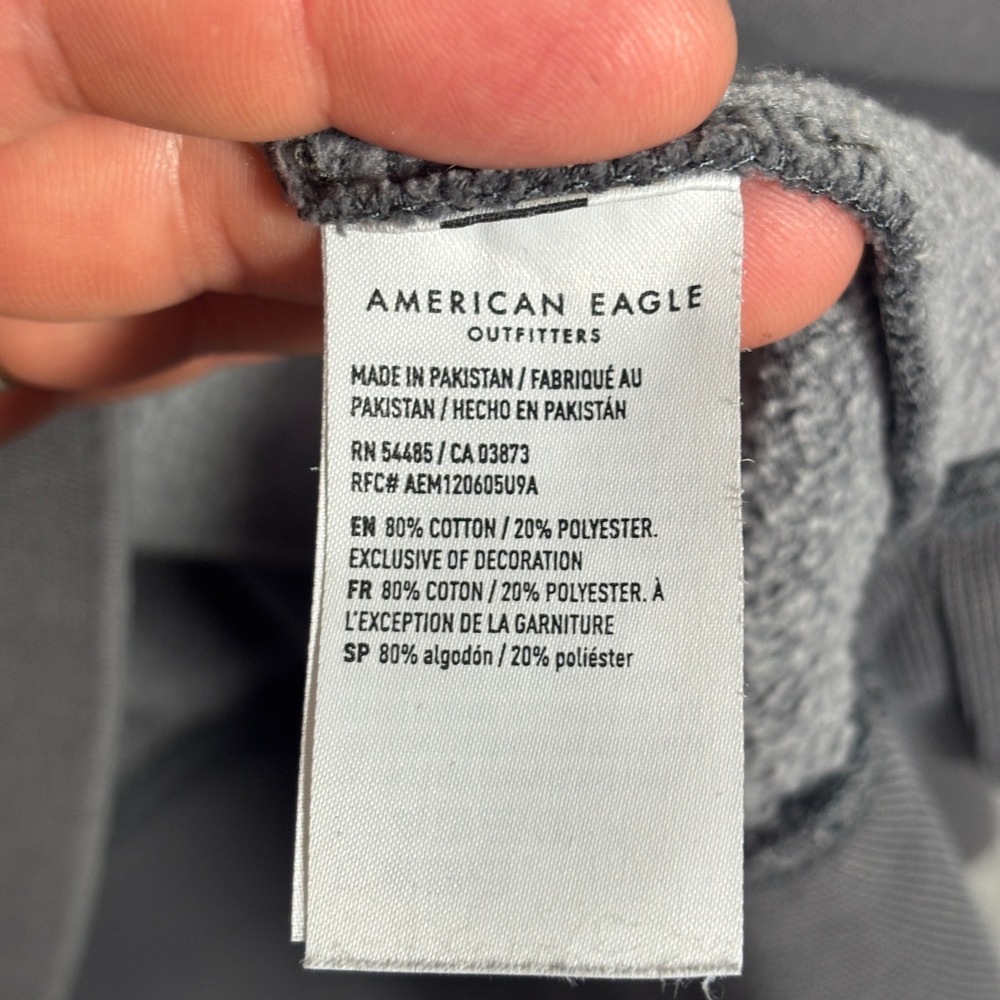 American Eagle Sweatshirt Mens XXL Gray Super Soft Snap Mock Neck Pullover - Picture 5 of 9